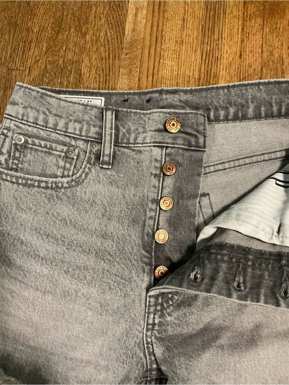 GAP Women's Gray High-Waist Button-Fly Jean Shorts